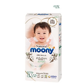 Tã dán Moony Natural L38 (9-14kg) (trắng)