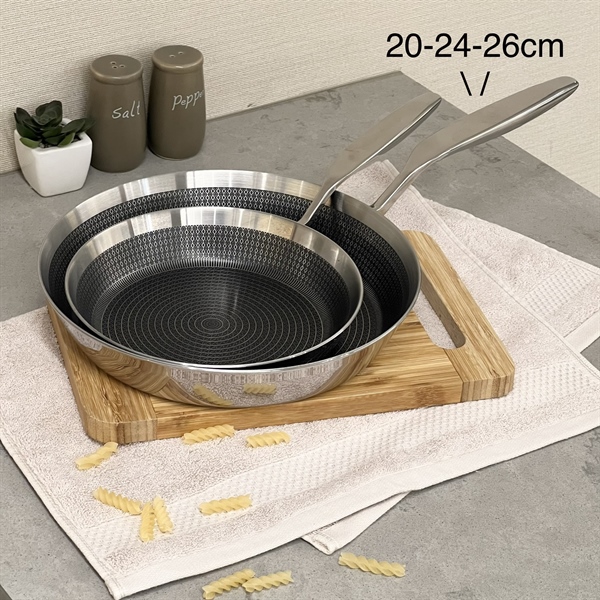 Chảo inox chống dính HOA VĂN NỔI đáy liền Kaiyo - size 20cm KNF-3567