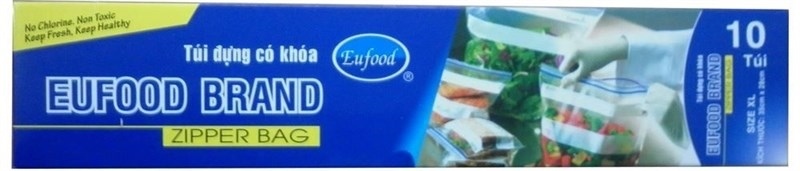 TÚI ĐỰNG THỰC PHẨM CÓ KHÓA ZIPPER BAG EUFOOD,SIZE XL 10 TÚI