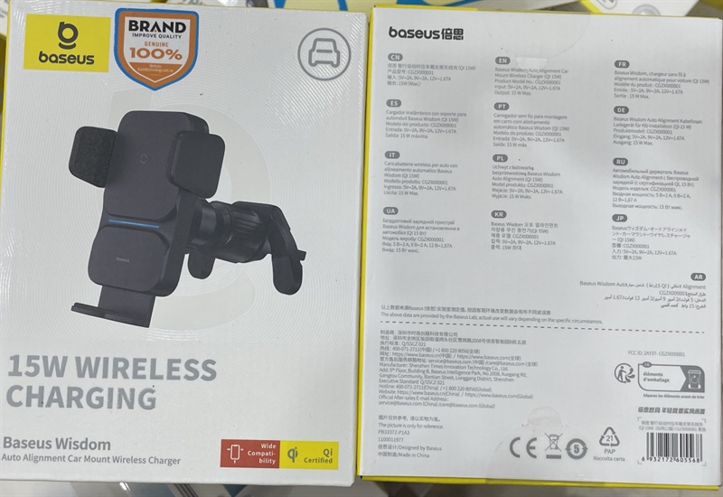 Kẹp điện thoại BASEUS CGZX 15W tích hợp sạc không dây trên ôtô