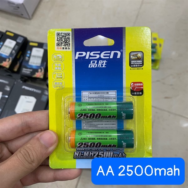 Pin sạc PISEN AA 2500mAh (2 viên, Pin tiểu, Sạc nhiều lần)