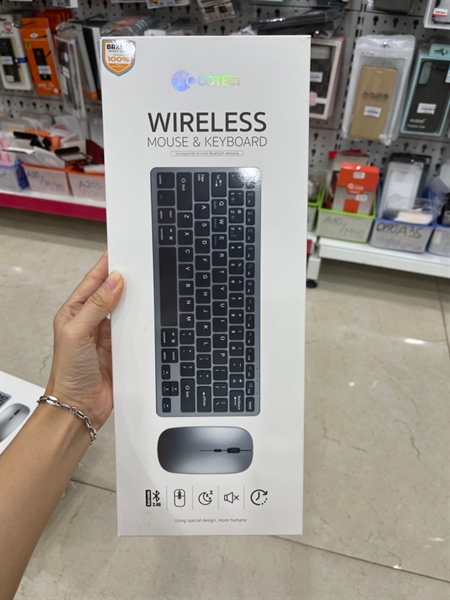 Bàn phím kèm chuột không dây Bluetooth COTEETCI 84006-GY