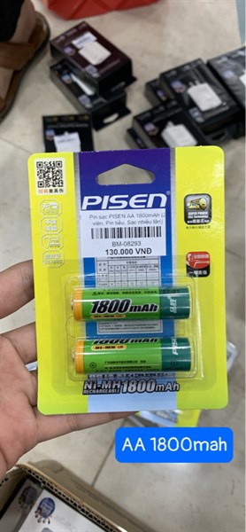Pin sạc PISEN AA 1800mAh (2 viên, Pin tiểu, Sạc nhiều lần)