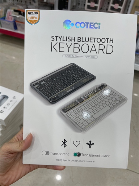 Bàn phím không dây Bluetooth COTEETCI 84008-TB trong suốt