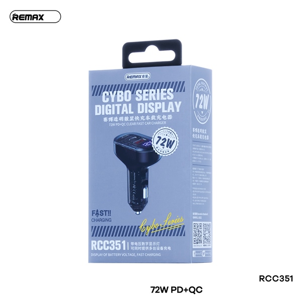 ֎[REMAX RCC351] Sạc xe hơi 1A+2C PD+QC 72W(120g)
