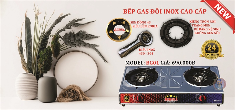 Bếp Gas Full Phôi Inox ĐI - SĐ - BG-01 HIBALI