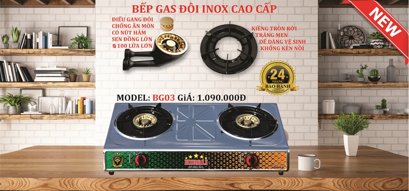 Bếp Gas Full Phôi Inox ĐG100-SĐ - BG03 HIBALI