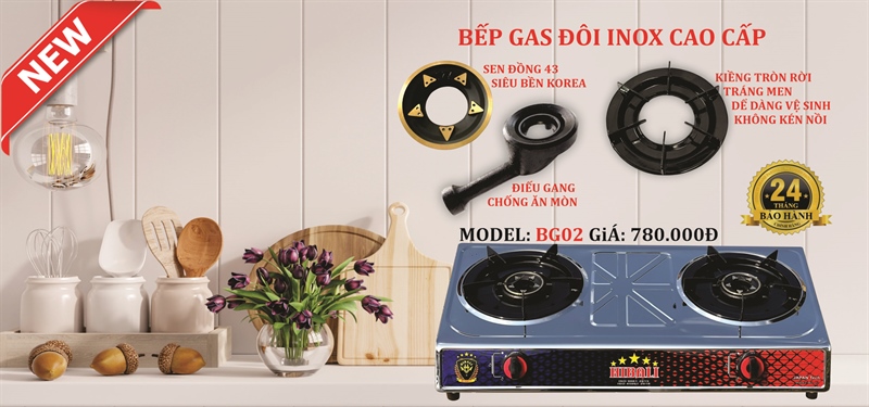 Bếp Gas Full Phôi Inox ĐG-SĐ - BG-02 HIBALI