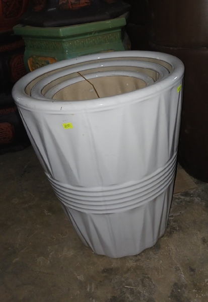 Gốm- Chậu bom men sọc cao 250/180/140-duoc-ban-tai-Chợ gốm Bảo Lộc
