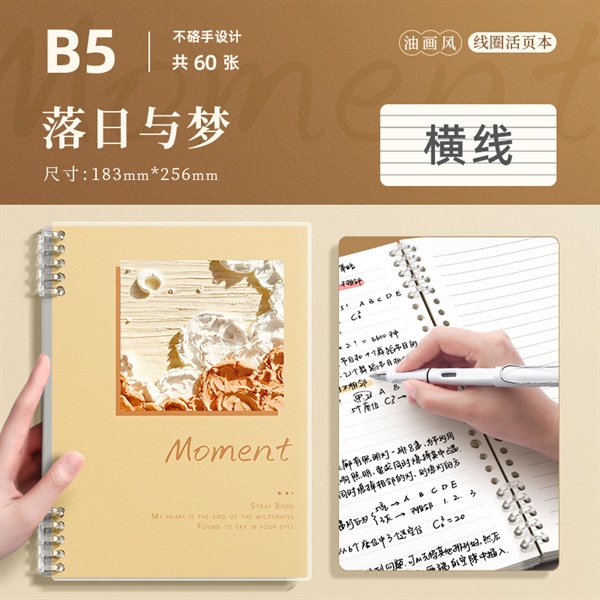 Sổ còng kẻ caro Moment B5 120 trang - Vàng