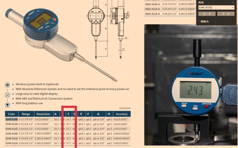 Mặt Đồng Hồ So Điện Tử 0-50.8mm/0-2.0"*0.001mm/0.00005 - Việt Phát