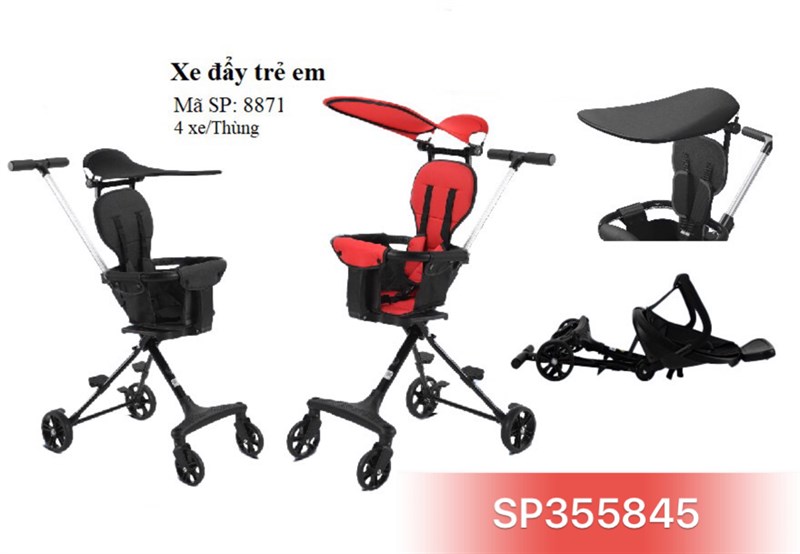 Xe đẩy xếp gọn có mái che, 8871