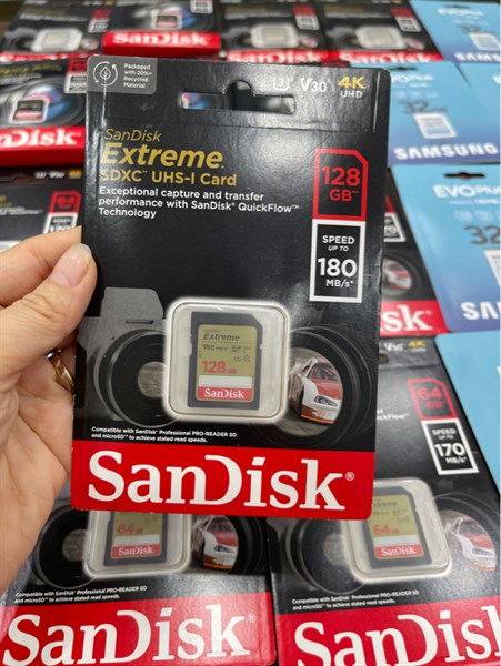 Thẻ nhớ SDXC 128G SanDisk 180MB/ JVJ 200MB Chính hãng