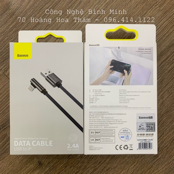 Cáp sạc BASEUS Lightning 2.4A CALCS-A01 2m chữ L