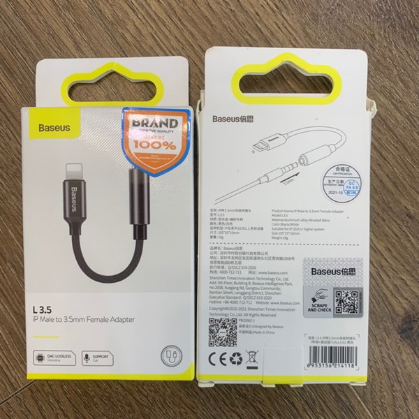 Jack chuyển BASEUS CALL3-01 Lighting to AUX 3.5mm