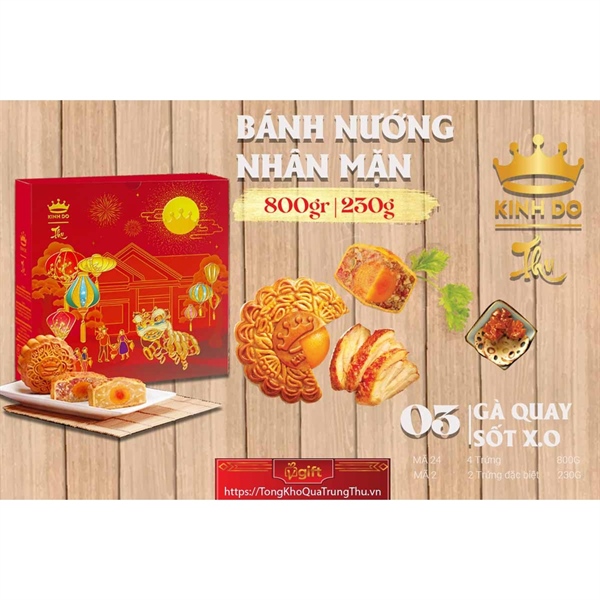 Bánh trung thu - Bánh nướng gà quay xốt X.O 2 trứng đặc biệt Kinh Đô (KD.2)