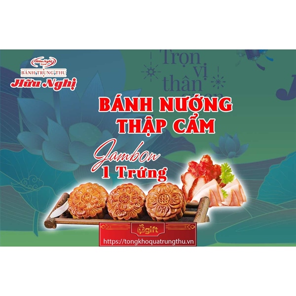 Bánh trung thu - Bánh nướng thập cẩm jambon 1 trứng Hữu Nghị (HN.NTCJ180.1T)