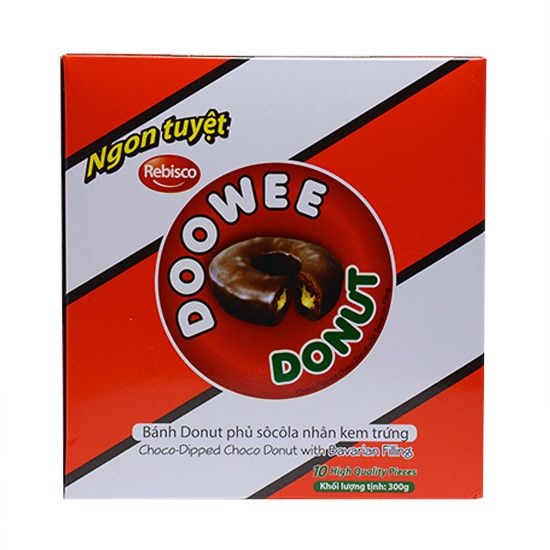 Bánh Donut Phủ Chocolate Nhân Kem Trứng Rebisco