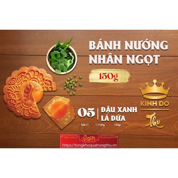 Bánh trung thu - Bánh nướng đậu xanh lá dứa 1 trứng Kinh Đô (KD.L1)