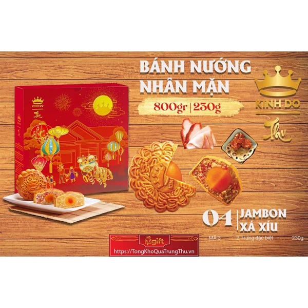 Bánh trung thu - Bánh nướng jambon xá xíu 2 trứng Kinh Đô (KD.3)