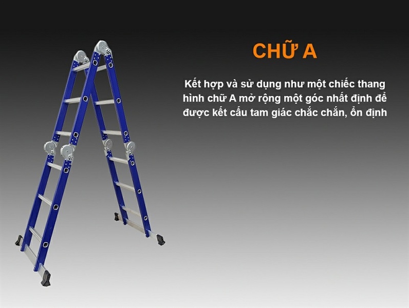 THANG NHÔM GẤP 4 KHÚC 3 BẬC NIKITA CÓ CHÂN PHỤ NKT-T43XD