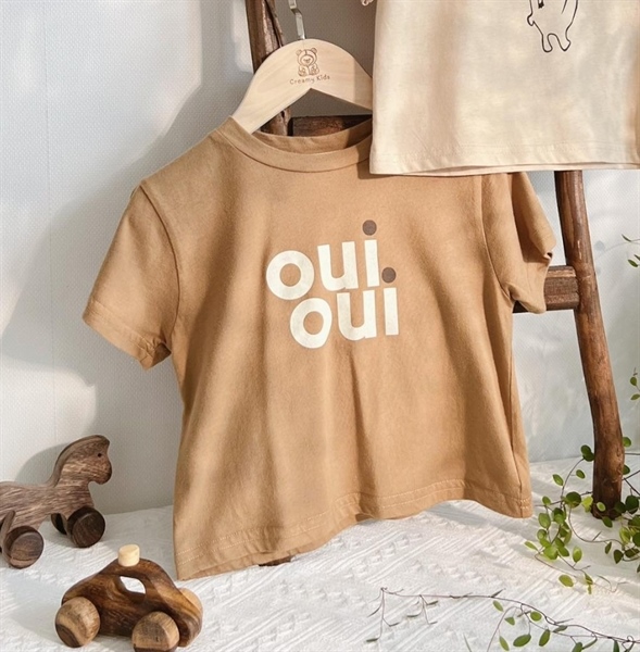 Áo phông in OUI - nâu