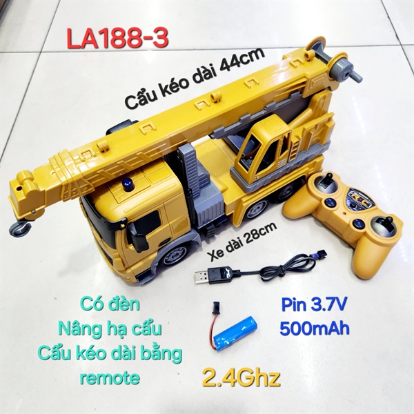 LA188-3 HỘP XE CÔNG TRÌNH CẨU ĐIỀU KHIỂN 7 Đ.TÁC CÓ SẠC TL 1:24 (City truck)