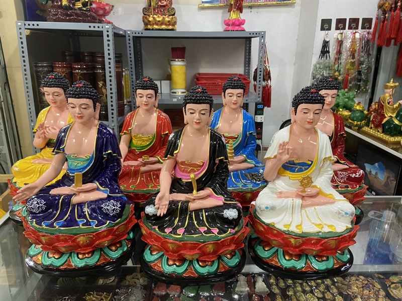 Bộ 7 Tượng Dược Sư 7 thế tay(cao 30cm) vẽ màu