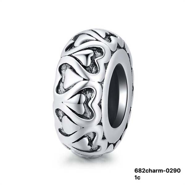 682-CHARM-Charm tròn trái tim đôi-(084T324)