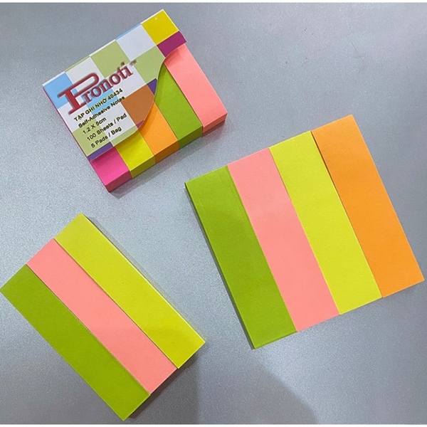 Giấy note màu dạ quang 3x3 chia 4 L24X