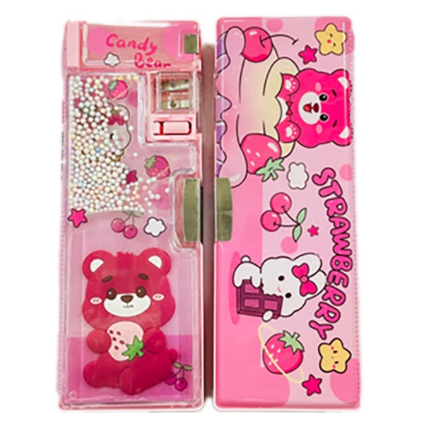 Hộp bút hít 2 mặt Gấu Dâu SL-2222 (Ngẫu nhiên)