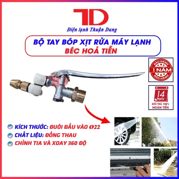 Bộ tay bóp xịt rửa máy lạnh xoay (Chân 22 mm - Béc hỏa tiễn)
