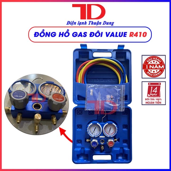 ĐỒNG HỒ ĐO ÁP SUẤT GAS MÁY LẠNH VALUE R410 (5 cái/thùng)