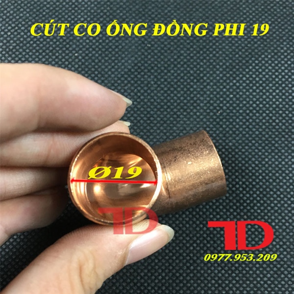 Cút hàn nối ống đồng góc vuông 90 độ phi 19 (20 cái/ túi) - Co ống đồng phi 12