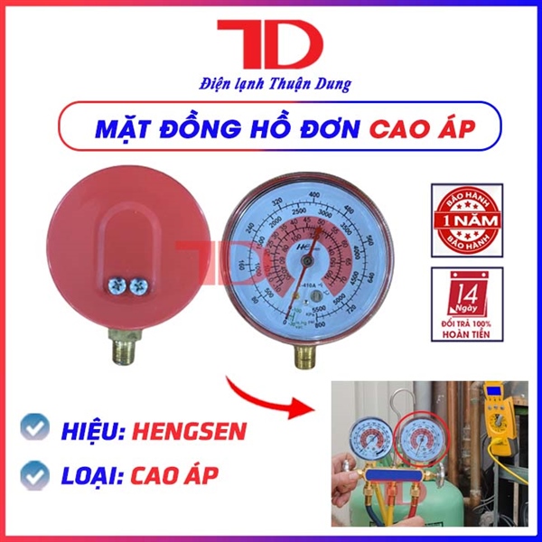 Mặt đồng hồ sạc gas đơn cao áp màu đỏ hiệu HENGSEN