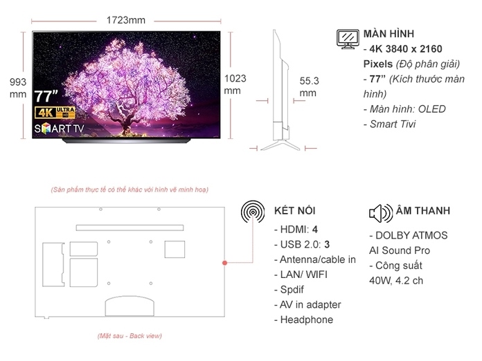 Smart Tivi OLED LG 4K 77 inch 77C1PTB