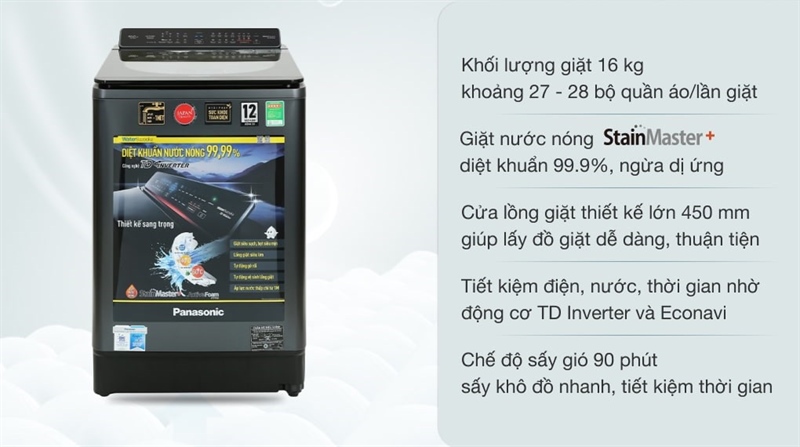 Máy giặt Panasonic Inverter 16 Kg NA-FD16V1BRV - VIỆT NAM