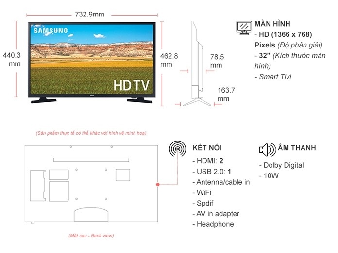Smart Tivi Samsung 32 inch UA32T4202 2022 - VIỆT NAM