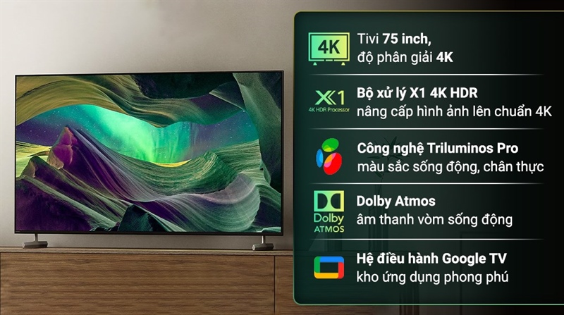 Google Tivi Sony 4K 75 inch KD-75X85L 2023