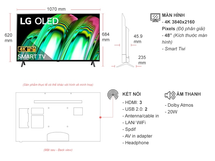 Smart Tivi OLED LG 4K 48 inch 48A2PSA