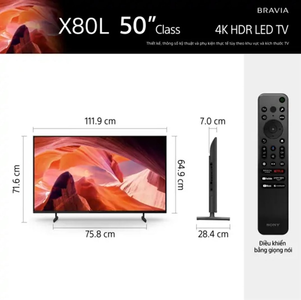 Google Tivi Sony 4K 50 inch KD-50X80L 2023