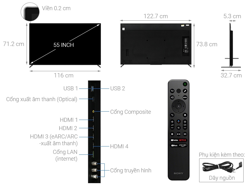 Google Tivi OLED Sony 4K 55 inch XR-55A80L 2023 - MALAYSIA