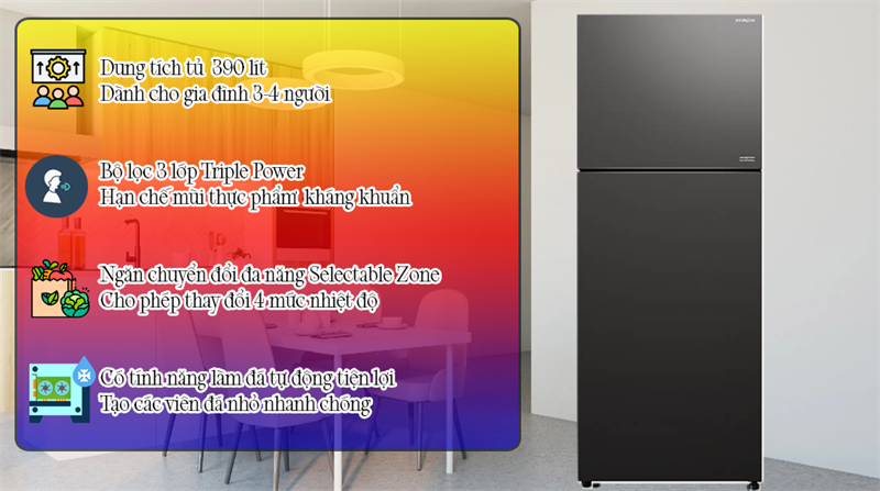 Tủ lạnh Hitachi Inverter 390 lít R-FVY510PGV0 (GMG) Màu Xám - Thái Lan