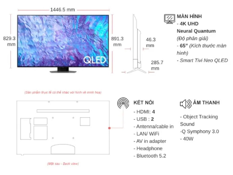 Smart Tivi QLED 4K 65 inch Samsung QA65Q80C 2023 (N.21T) - VIỆT NAM