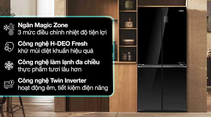 Tủ lạnh Aqua Inverter 469 lít Multi Door AQR-M536XA(GB) - THÁI LAN