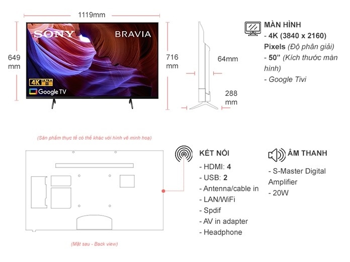 Google Tivi Sony 4K 50 inch KD-50X85K - Malaysia