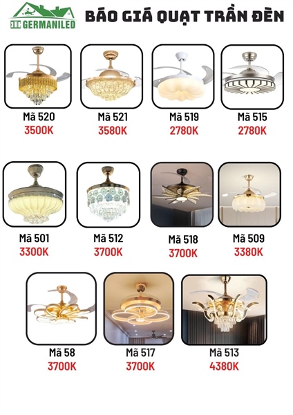 QUẠT TRẦN ĐÈN TRANG TRÍ GMN
