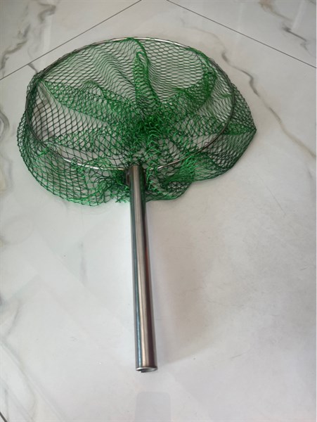 Vợt cá INOX tròng 4T lưới chỉ xanh 2p5