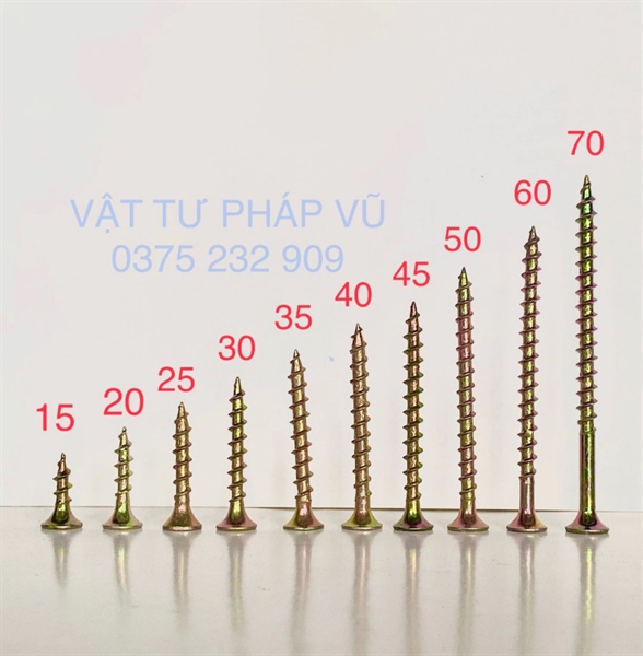 Vít gỗ răng thưa vàng 1.5,2,2.5,3,4,5,6P