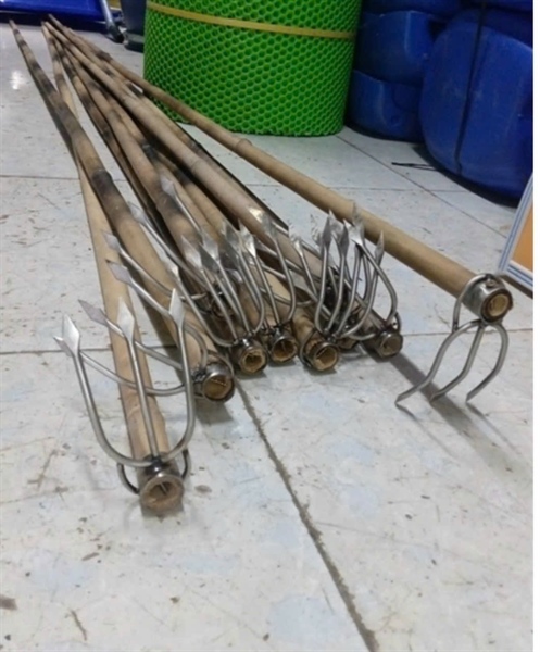 Móc cấy lúa 3 răng tròn Cán Trúc 2m5